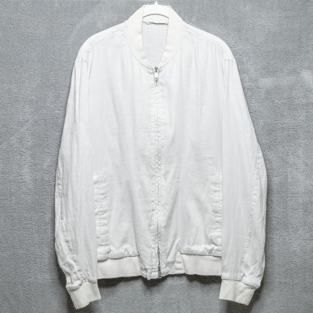 COS 100% Hemp Full Zip Lightweight Jacket Minimalist Pale Gray Mens M